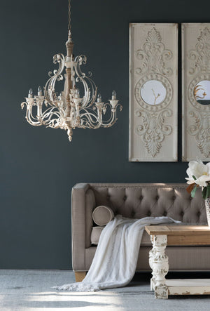 Large Wooden Wall Art Panels With Distressed Round Mirror Accents (Set of 2) - White