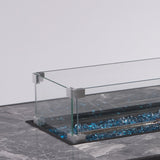 42inch Rattan Fire Pit Table with Ceramic Tile Tabletop, Glass Wind Guard and Rain cover, Lid - Tuesday Morning - Fire Pits