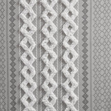 Cotton printed curtain panel with chenille stripe and lining
