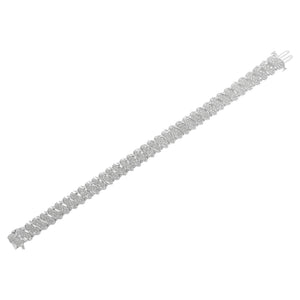 .925 Sterling Silver 3.0 Cttw Diamond Multi Row Cluster Slanted Wave Link 7-Â¼â€ Tennis Bracelet (I-J Color, I2-I3 Clarity)