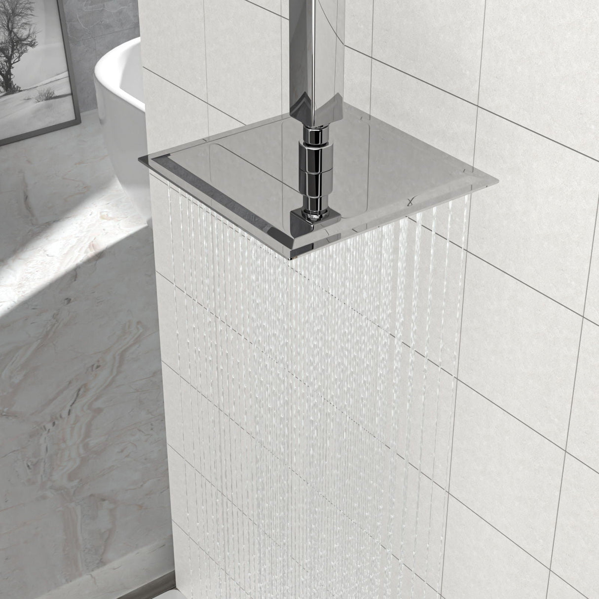 8" Square Rain Shower Head, Ceiling / Wall Mount Stainless Steel Bath Fixture