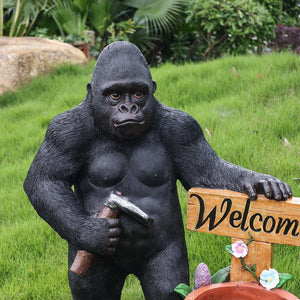 Outdoor Garden Sculpture Chimpanzee Flower Pot Planter