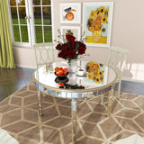 Round Glass Dining Table with Mirror Top