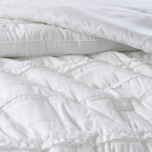 5 Piece Microfiber Ruffled Comforter Set White California King