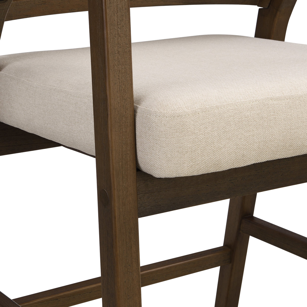 Wooden Frame Counter Stool with Rattan Back, Set of 2