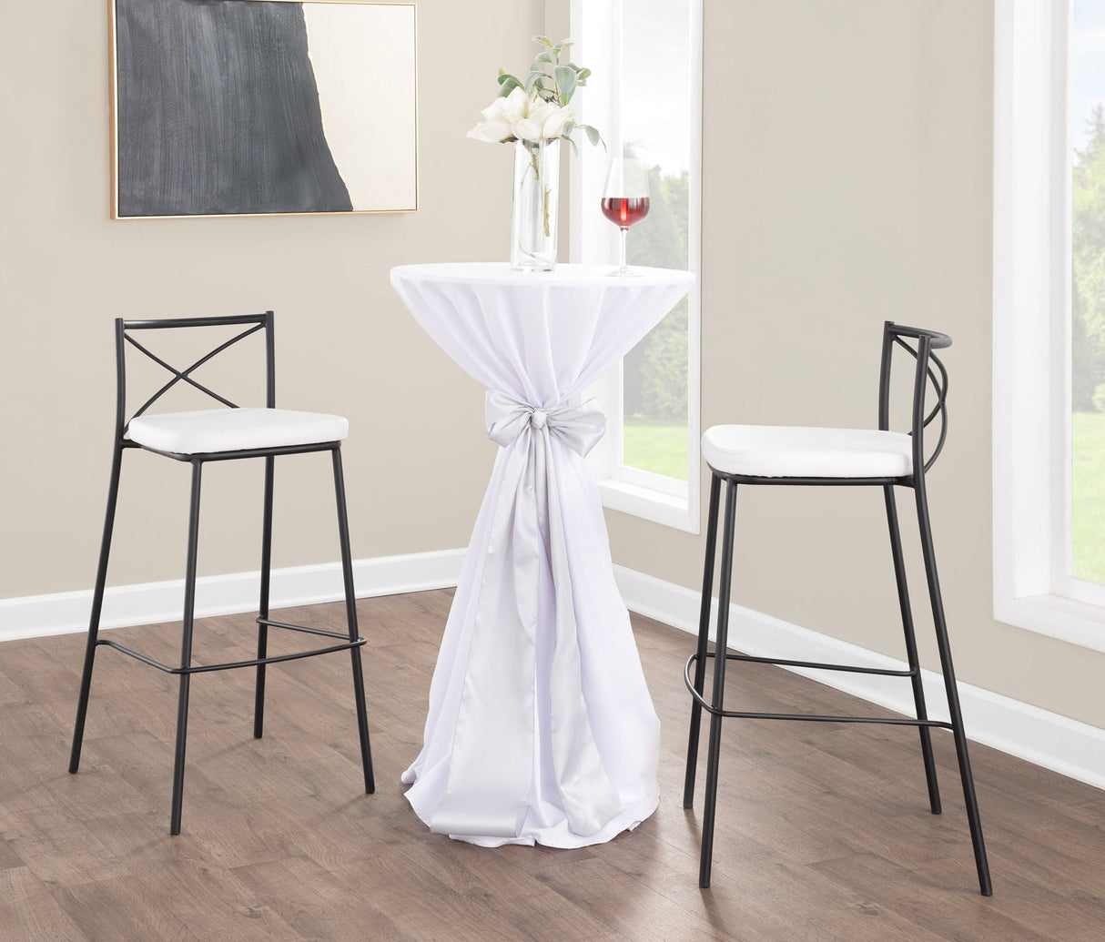 Modern Charlotte - Contemporary Fixed Height Barstool (Set of 2)