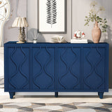 Storage Cabinet Sideboard Wooden Cabinet with Embossed Curved Doors
