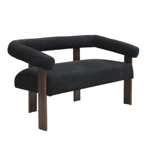 Round Armrest Loveseat (Black + Brown)