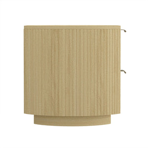 Oak Nightstand with Two Drawers and Ribbed Texture - Oak