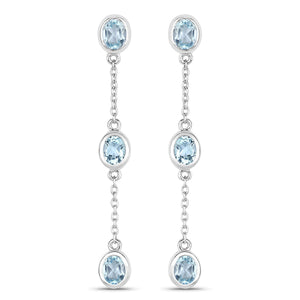 2.16 Carat Genuine Blue Topaz .925 Sterling Silver Earrings