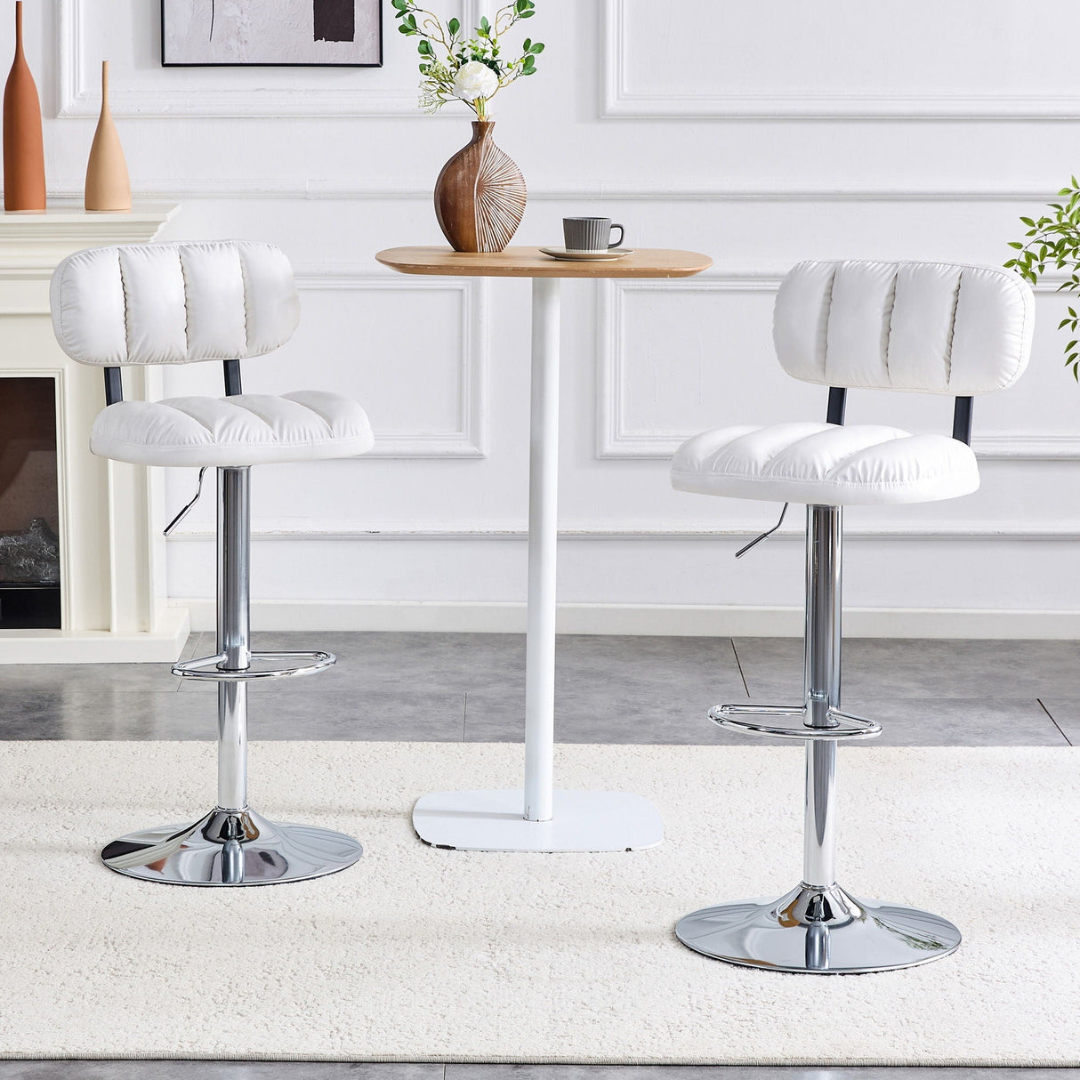 Adjustable Height Bar Stools With Footrest For Kitchen Island (Set of 2)