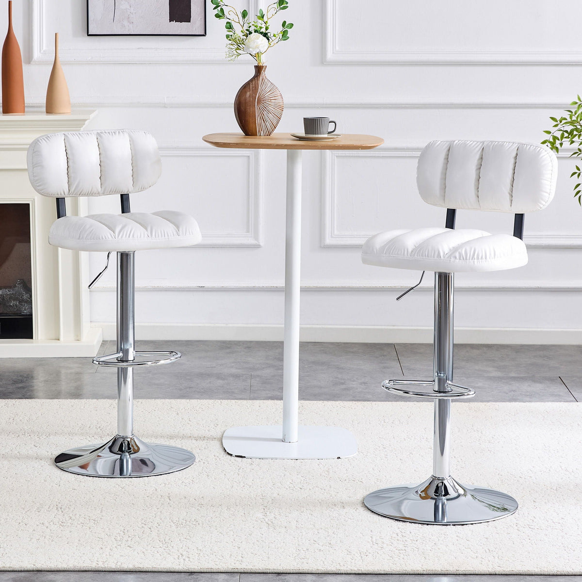Adjustable Height Bar Stools With Footrest For Kitchen Island (Set of 2)
