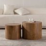 Nesting Coffee Table Set of 2 Round Wooden Tables