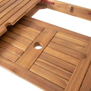 Outdoor 6-Seater Acacia Wood Expandable Dining Set with Cushions