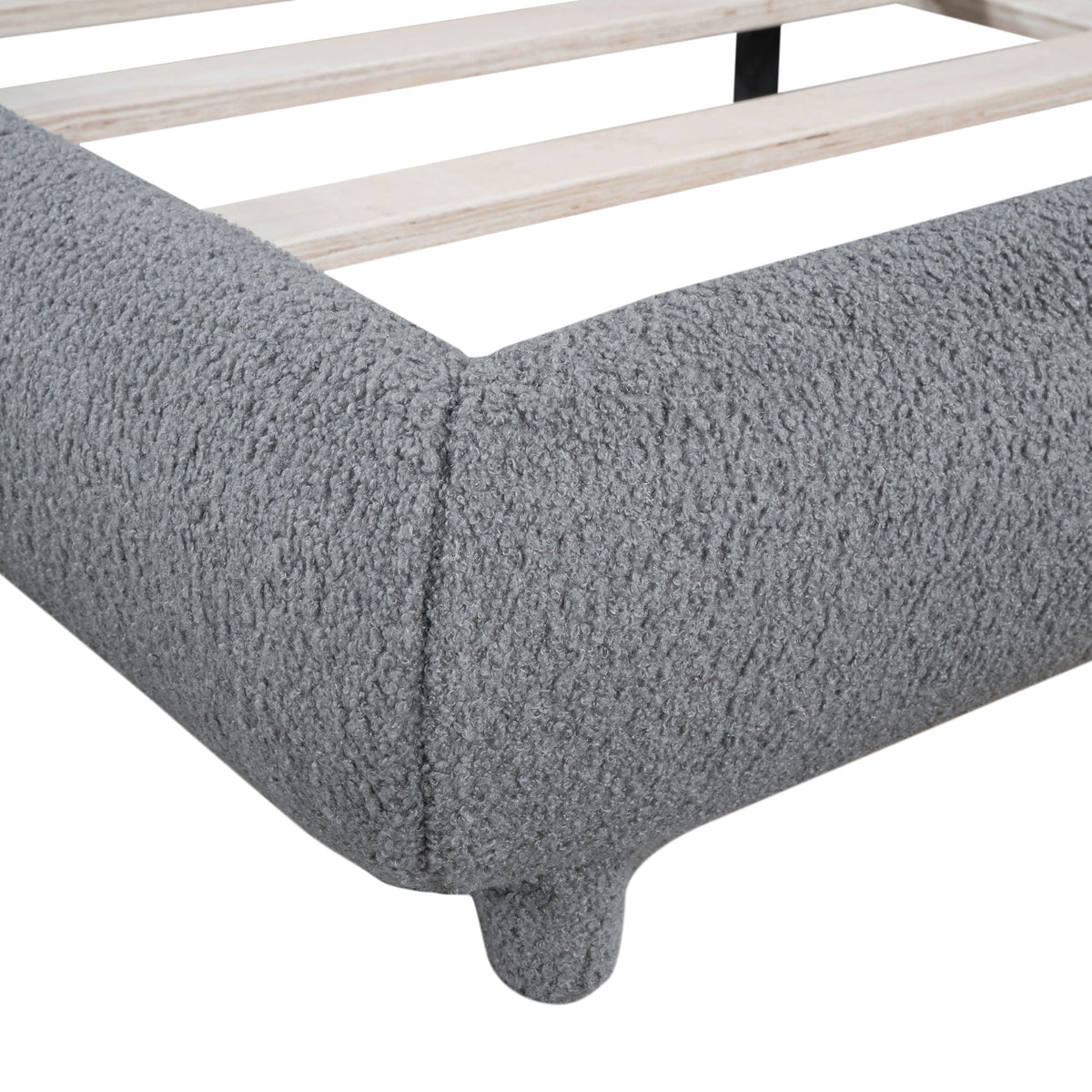 Upholstered Platform Bed With Thick Solid Frame And Stylish Curve-Shaped Design