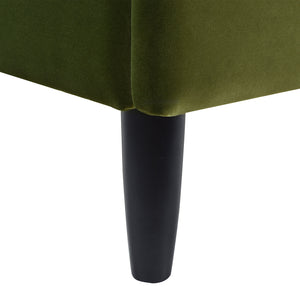 Aspen Vertical Tufted Headboard Platform Bed Set, King, Olive Green Performance Velvet