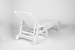 Lounge Chair Outdoor with Wood Texture, HDPE, Adjustable Backrest