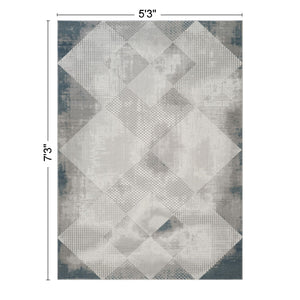 Geometric 3D Area Rug with Layered Texture - Gray/Ivory