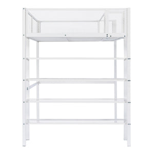 Loft Bed With 4 Tier Shelves And Storage