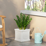 Square outdoor planter- white