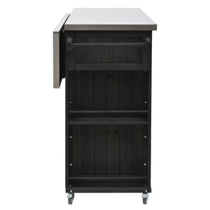 Outdoor Kitchen Island With Stainless Steel Top, Ample Storage Space, Towel And Spice Racks And A Bottle Opener