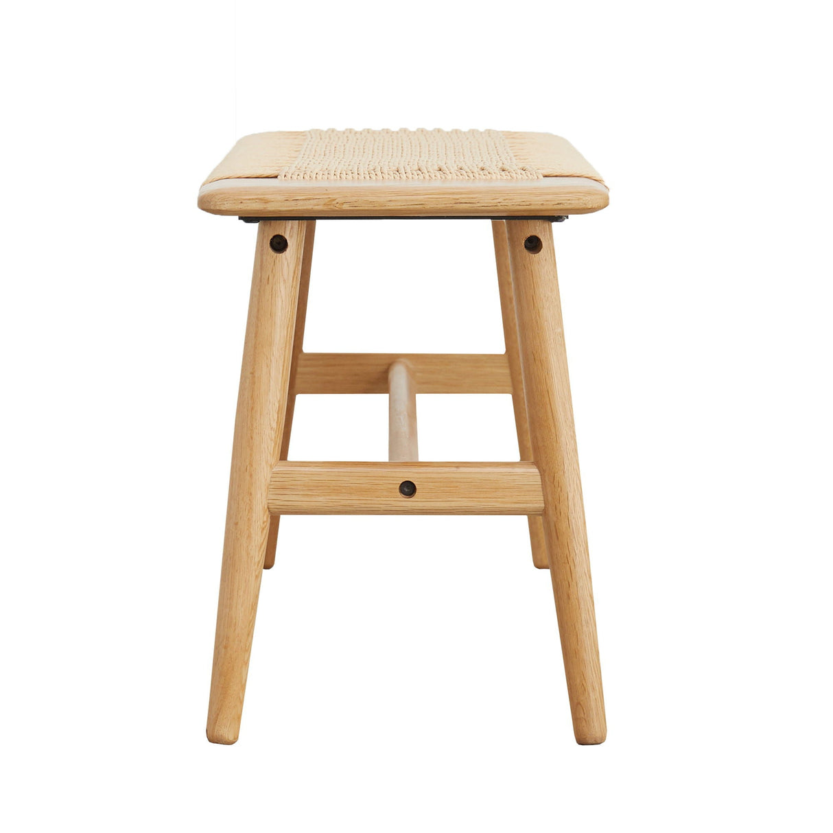 Woven Design Dining Bench For Dining Room, Bedroom - Natural Oak