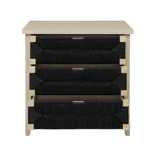 3 Drawer Buffet Sideboard With Adjustable Shelves, Storage Cabinet With Natural Seaweed Decor Doors For Living Room Kitchen Entryway - Natural