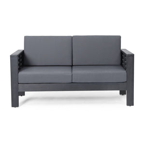 Acacia Wood Loveseat And Coffee Table Set With Cushions