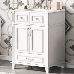 Bathroom Vanity with Sink and Storage Cabinet - White, Blue, or Dark Green