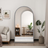 Iron Arch Retro Full Length Mirror with Supporting Feet in Silver