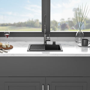 Quartz Kitchen Sink, Granite Composite, Drop In Sink With Durable Design
