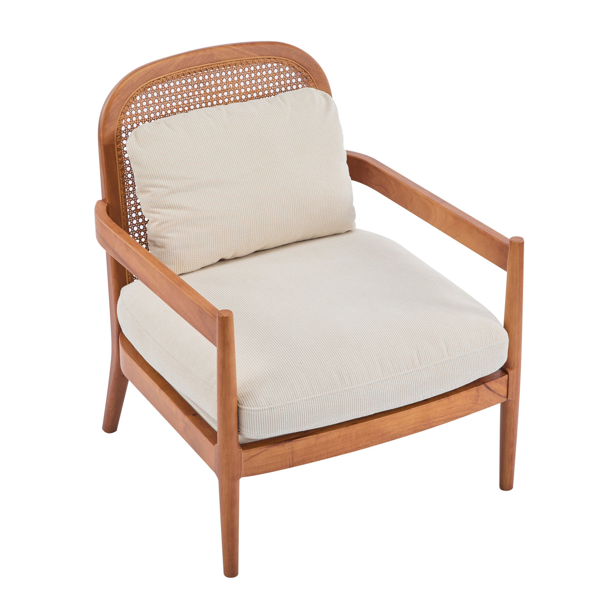 Elliston Rattan Backrest Solid Wood Accent Chair with Cushions, Set of 2