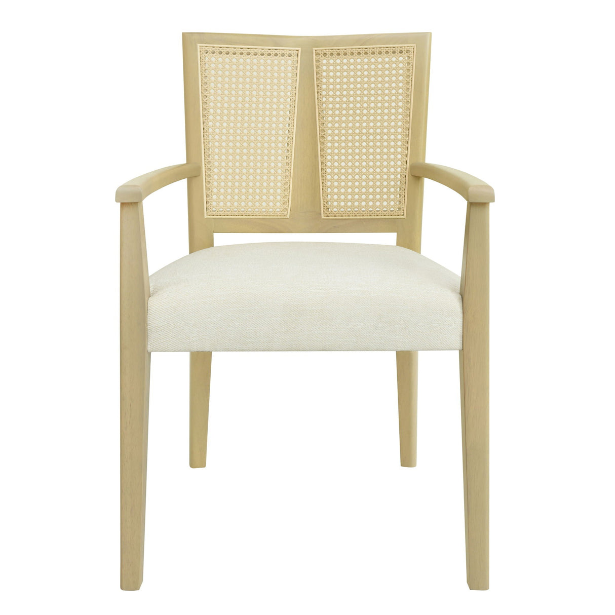 Mid Century Modern Arm Dining Chairs with Rattan Backrest