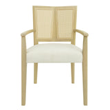 Mid Century Modern Arm Dining Chairs with Rattan Backrest