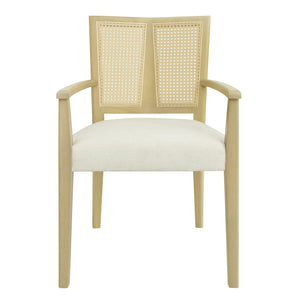 Mid Century Modern Arm Dining Chairs with Rattan Backrest