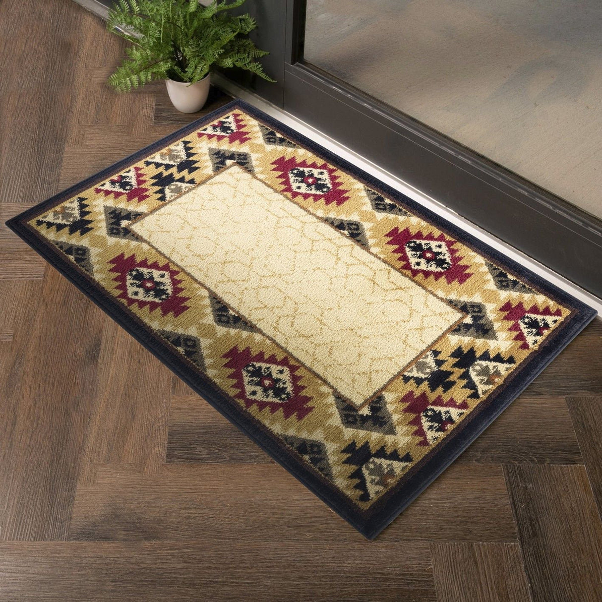 Tribes - 5'3" X 7'3" Polypropylene, Southwest Area Rug - Cream