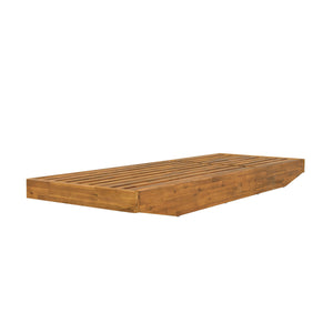 Acacia Wood Chaise Lounge with Teak Finish and Water-Repellent Cushion