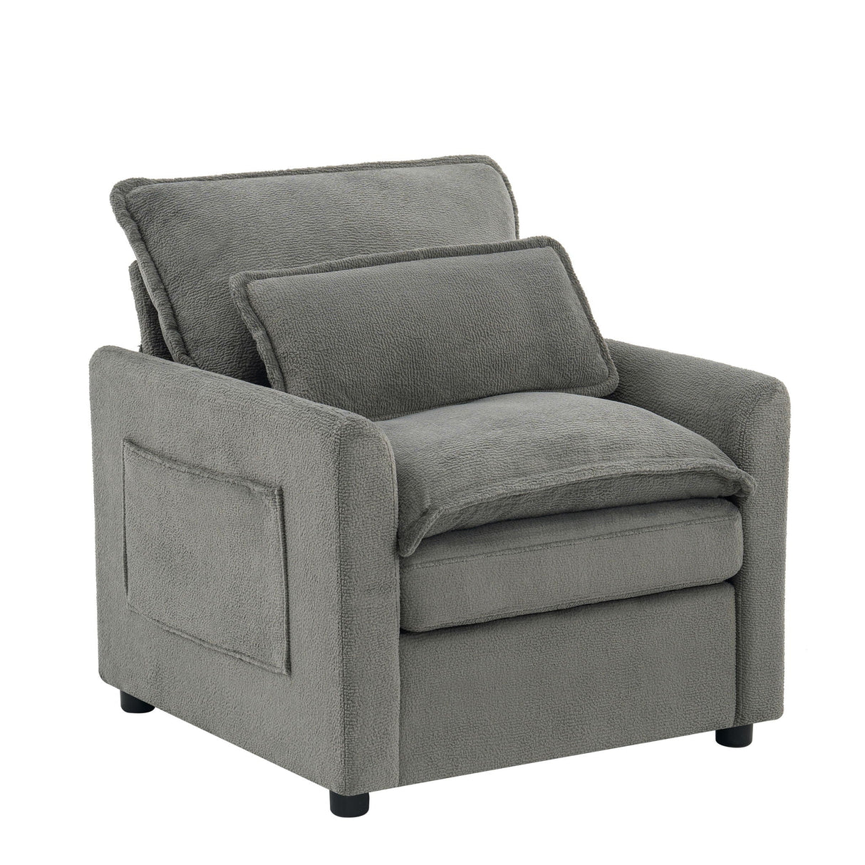 Modern Single Seat Accent Chair With Side Storage Pockets
