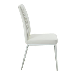 Kamaile - Side Chair (Set of 2) - Beige Synthetic Leather & Chrome