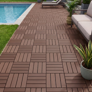 Plastic Interlocking Deck Tiles, 44 Pack 12"x12"