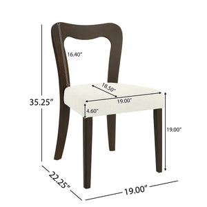 Dining Chair Without Arm Set of 2 (Dark Brown + Beige)