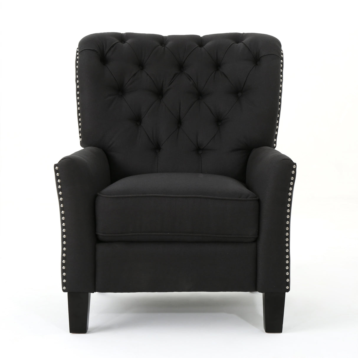 Modern Dark Grey Fabric Push Back Recliner