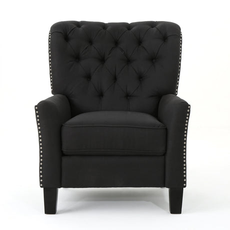 Modern Dark Grey Fabric Push Back Recliner