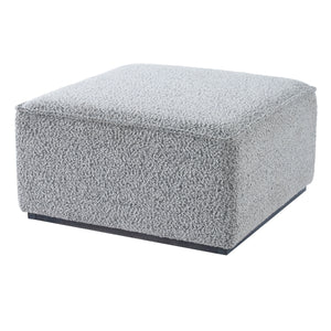 Square Upholstered Ottoman with Solid Wood Legs - Black-and-White Fabric