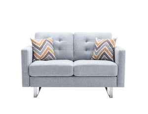 Victoria - Fabric Loveseat With Metal Legs, Side Pockets, And Pillows
