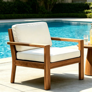 Outdoor Acacia Wood Club Chairs with Cushions