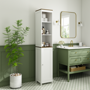 Tall Bathroom Storage Cabinet with Reversible Door