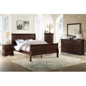 Contemporary Louis Philip Cherry Chest With Five Drawers Solid Wood Ample Storage - Cherry