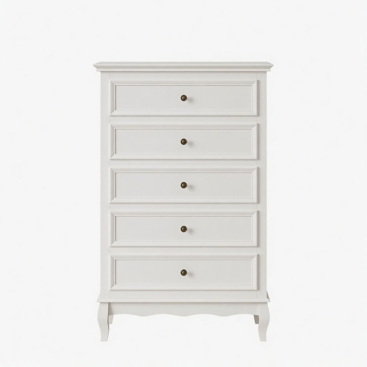 5 Drawer Tall Wide Chest Of Drawers - White