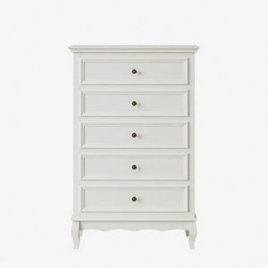 5 Drawer Tall Wide Chest Of Drawers - White